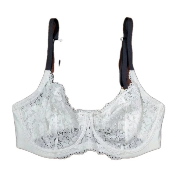 Natori Embolden White Balconette Lace Adjustable Black Strap Flora Soft Cup 34DD - Picture 1 of 6
